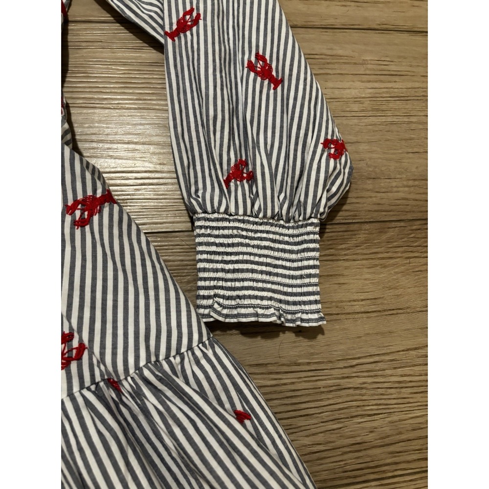 Lands' End Long Sleeve Lobster Embroidery Mini Popover Dress Medium 10/12 - Picture 4 of 11
